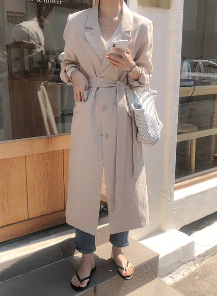 마인느 trench-coat (linen 100%)
