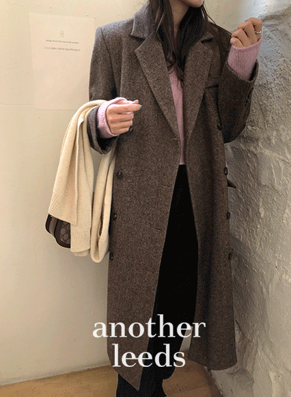 [another leeds] 홈스방 더블 coat (wool 40%)_브라운