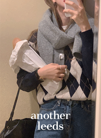 [another leeds] 아가일 knit (wool 70%)_크림네이비