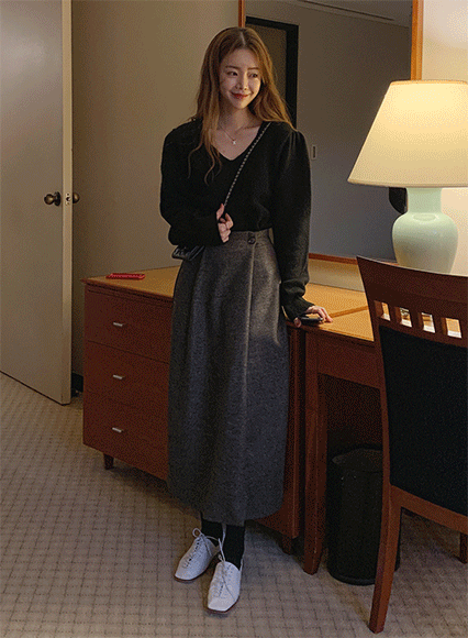 루먼 울 skirt (wool 30%)