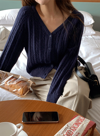 브린블 cardigan (wool 35% mohair 20%)_네이비